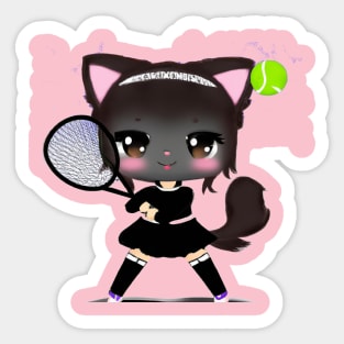 Black Cat Tennis Sticker